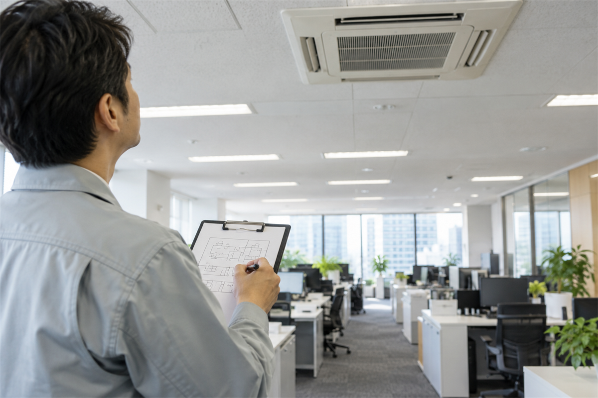 吹出口と暑い場所・寒い場所を配置図に残す施設担当者