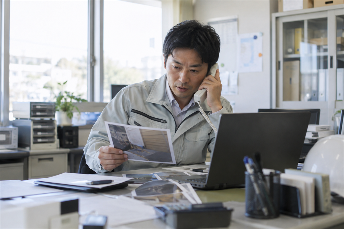 業務用エアコンの異音情報を整理して相談する事業所担当者