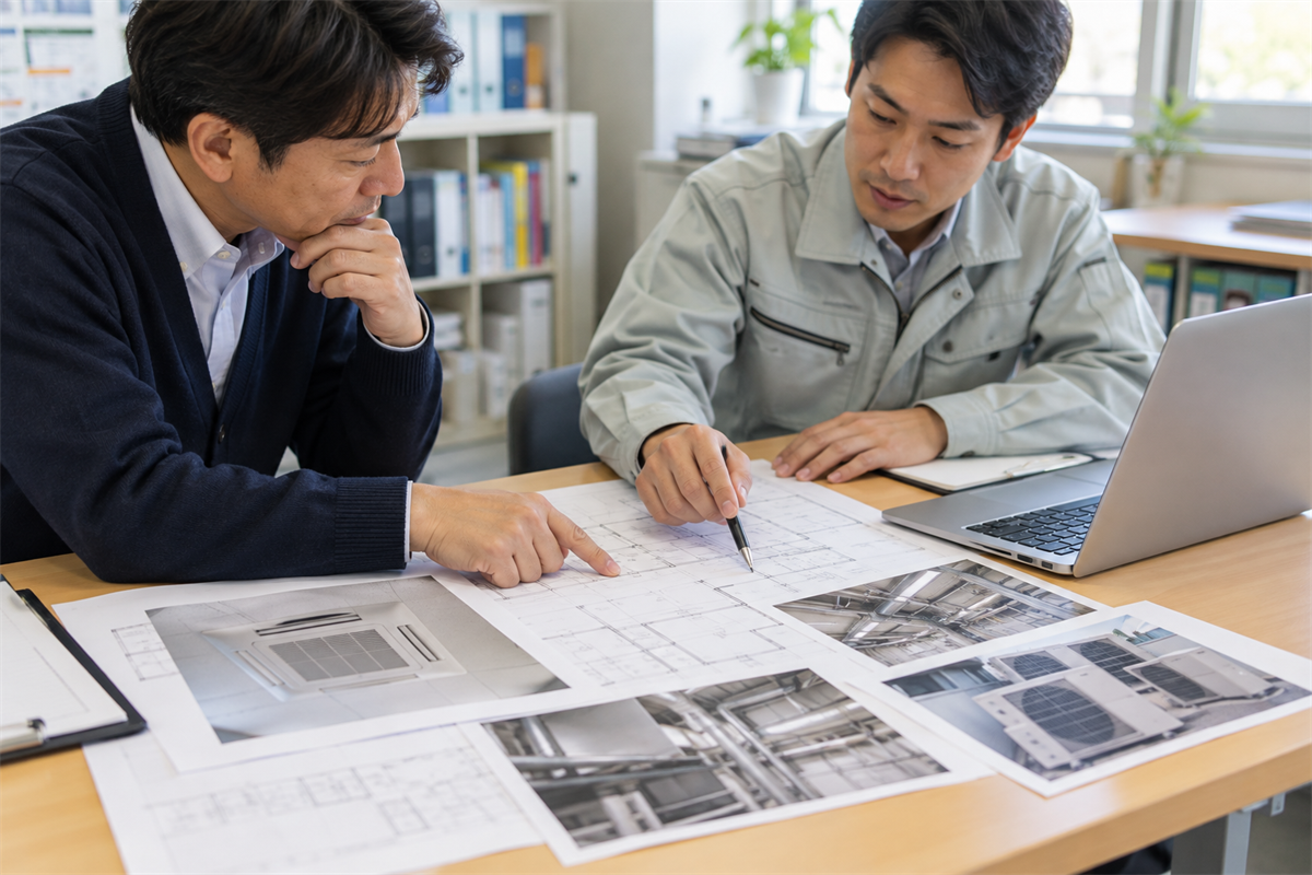 教室カルテと空調系統の情報を照合する打ち合わせ